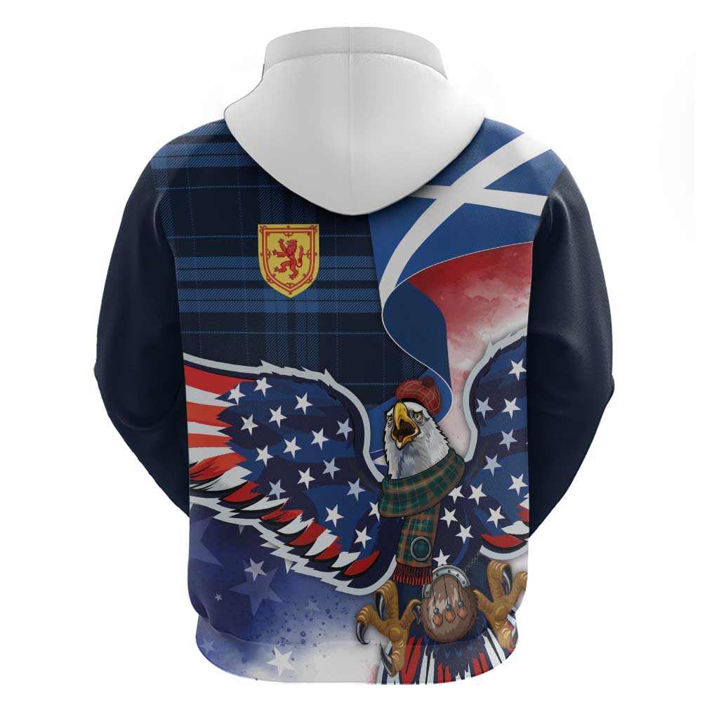 Scottish-American Heritage Month Hoodie USA Eagle with Scottish Traditional Costume
