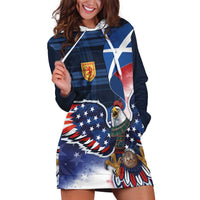 Scottish-American Heritage Month Hoodie Dress USA Eagle with Scottish Traditional Costume