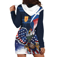 Scottish-American Heritage Month Hoodie Dress USA Eagle with Scottish Traditional Costume