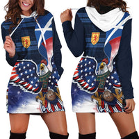 Scottish-American Heritage Month Hoodie Dress USA Eagle with Scottish Traditional Costume