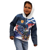 Scottish-American Heritage Month Kid Hoodie USA Eagle with Scottish Traditional Costume