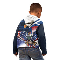 Scottish-American Heritage Month Kid Hoodie USA Eagle with Scottish Traditional Costume