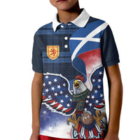 Scottish-American Heritage Month Kid Polo Shirt USA Eagle with Scottish Traditional Costume