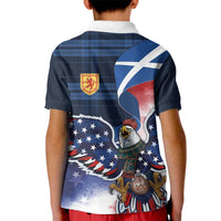 Scottish-American Heritage Month Kid Polo Shirt USA Eagle with Scottish Traditional Costume
