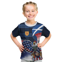 Scottish-American Heritage Month Kid T Shirt USA Eagle with Scottish Traditional Costume