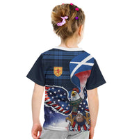 Scottish-American Heritage Month Kid T Shirt USA Eagle with Scottish Traditional Costume
