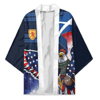 Scottish-American Heritage Month Kimono USA Eagle with Scottish Traditional Costume
