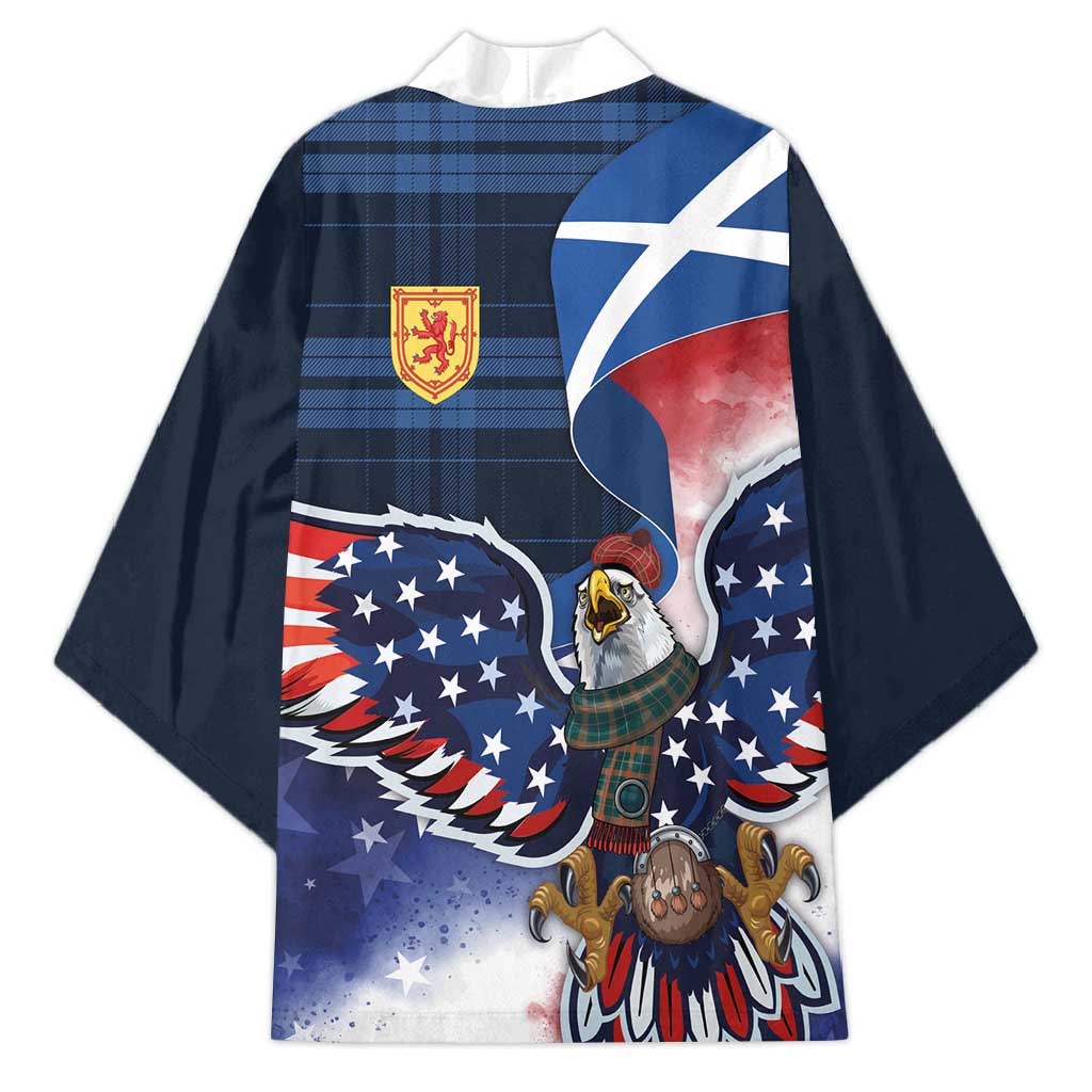 Scottish-American Heritage Month Kimono USA Eagle with Scottish Traditional Costume