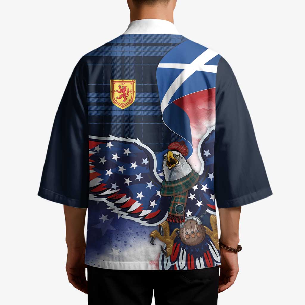 Scottish-American Heritage Month Kimono USA Eagle with Scottish Traditional Costume