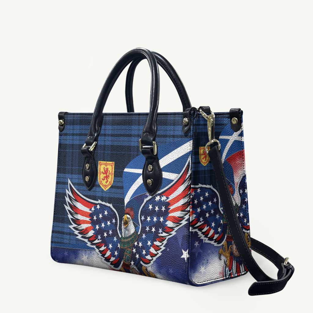 Scottish-American Heritage Month Leather Bag USA Eagle with Scottish Traditional Costume