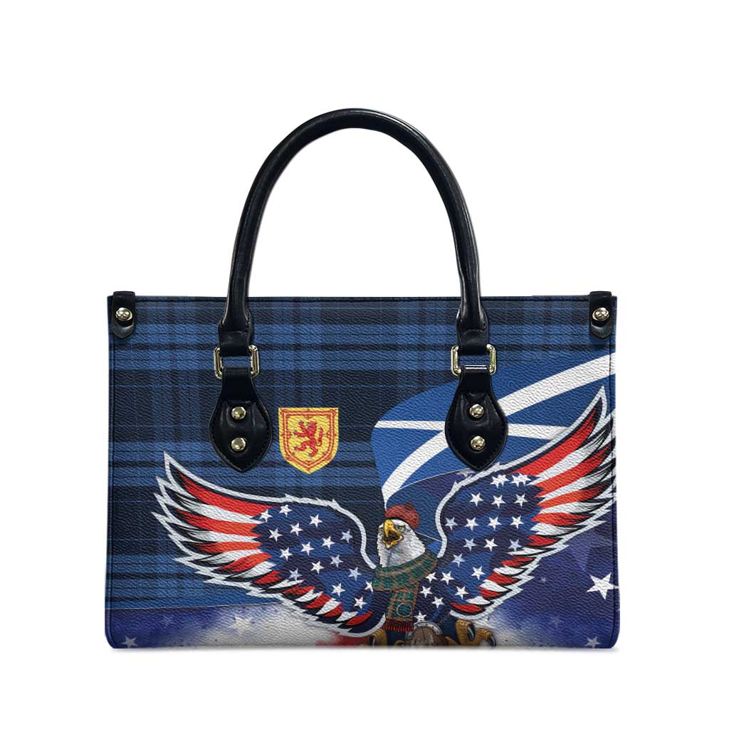 Scottish-American Heritage Month Leather Bag USA Eagle with Scottish Traditional Costume