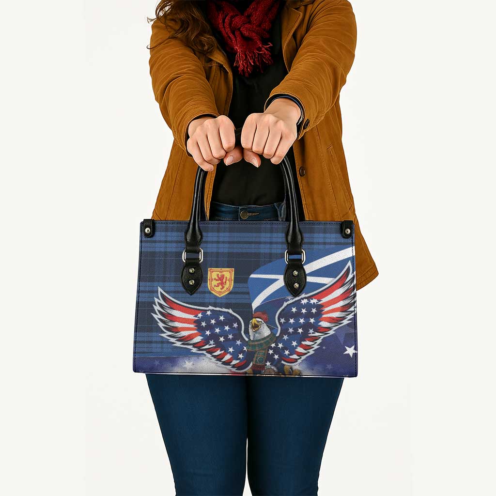 Scottish-American Heritage Month Leather Bag USA Eagle with Scottish Traditional Costume