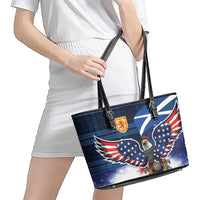 Scottish-American Heritage Month Leather Tote Bag USA Eagle with Scottish Traditional Costume
