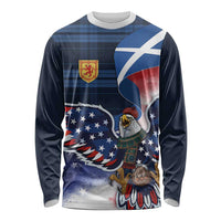 Scottish-American Heritage Month Long Sleeve Shirt USA Eagle with Scottish Traditional Costume