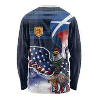 Scottish-American Heritage Month Long Sleeve Shirt USA Eagle with Scottish Traditional Costume