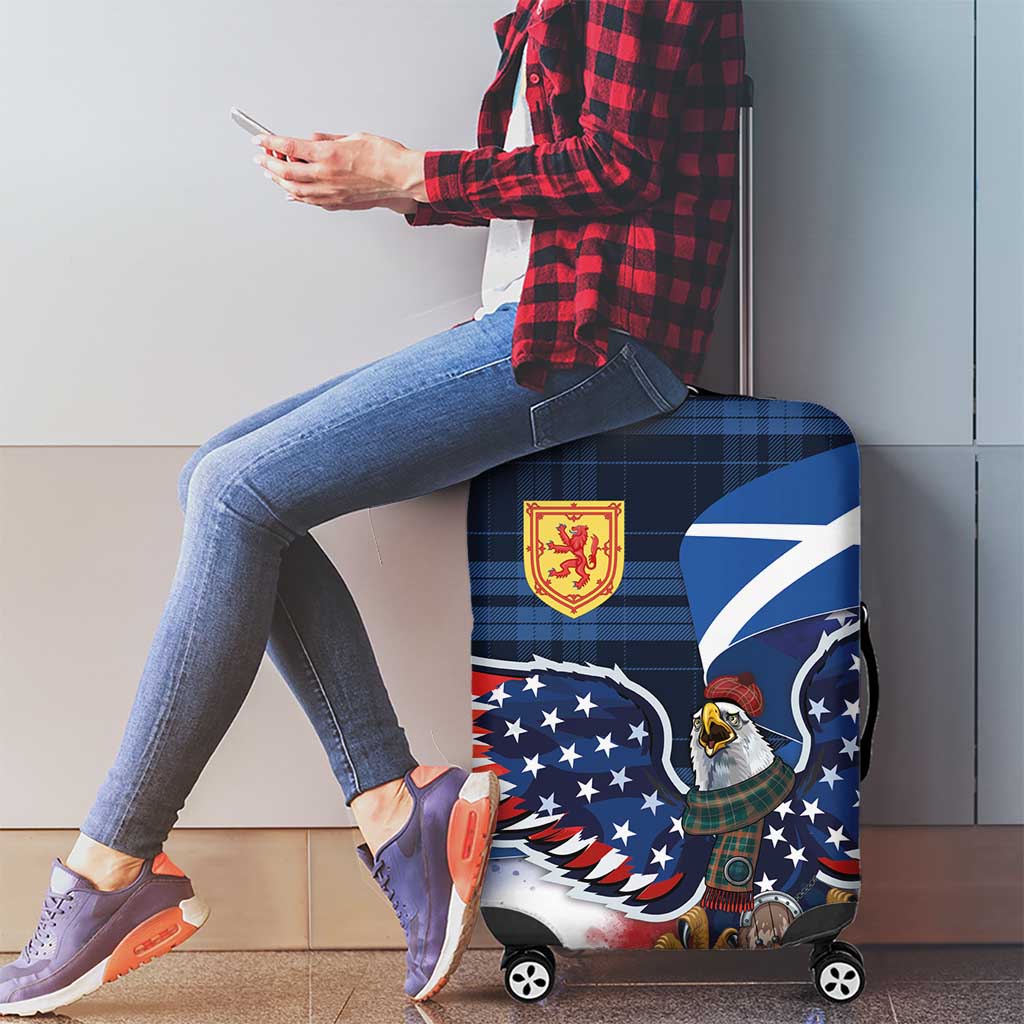 Scottish-American Heritage Month Luggage Cover USA Eagle with Scottish Traditional Costume