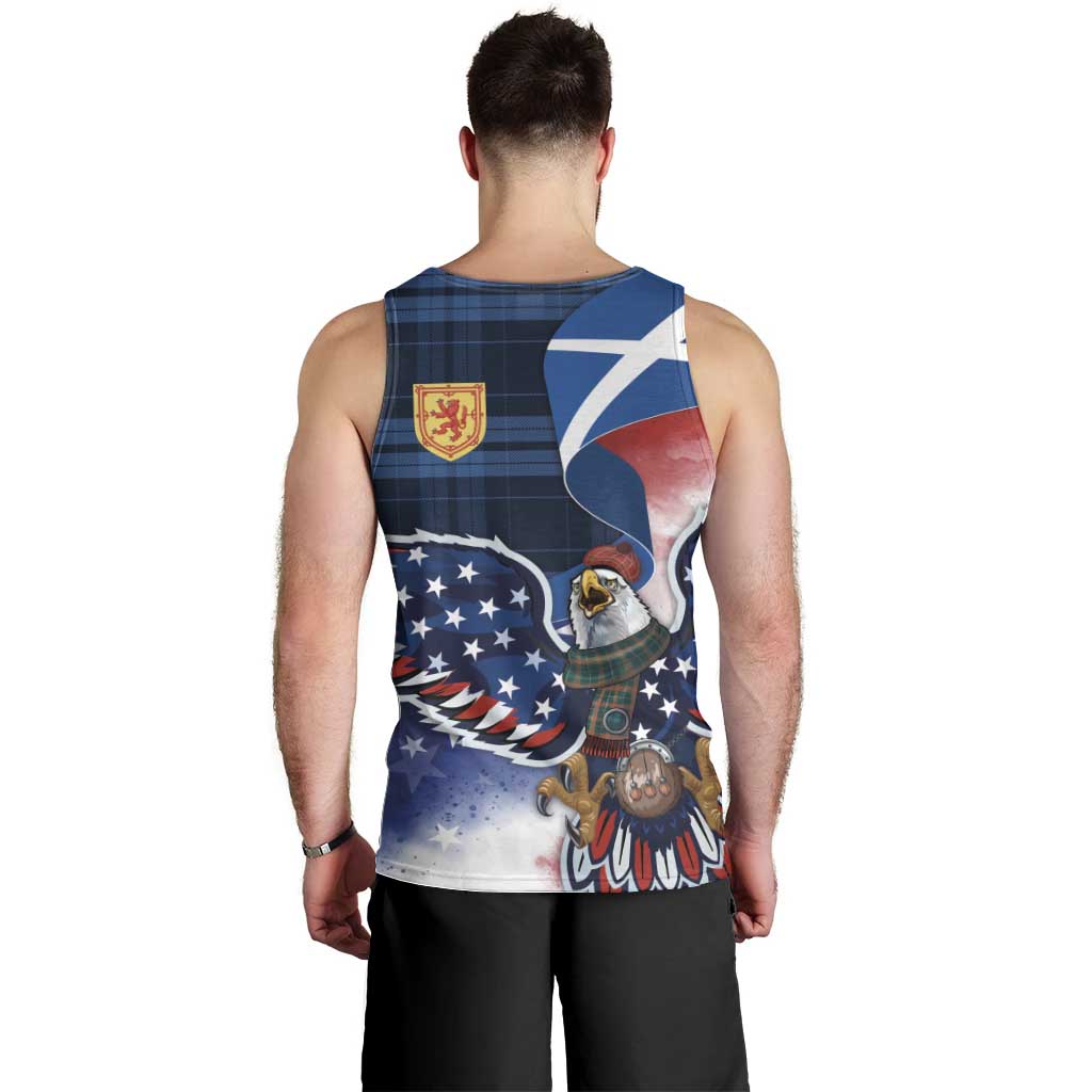 Scottish-American Heritage Month Men Tank Top USA Eagle with Scottish Traditional Costume