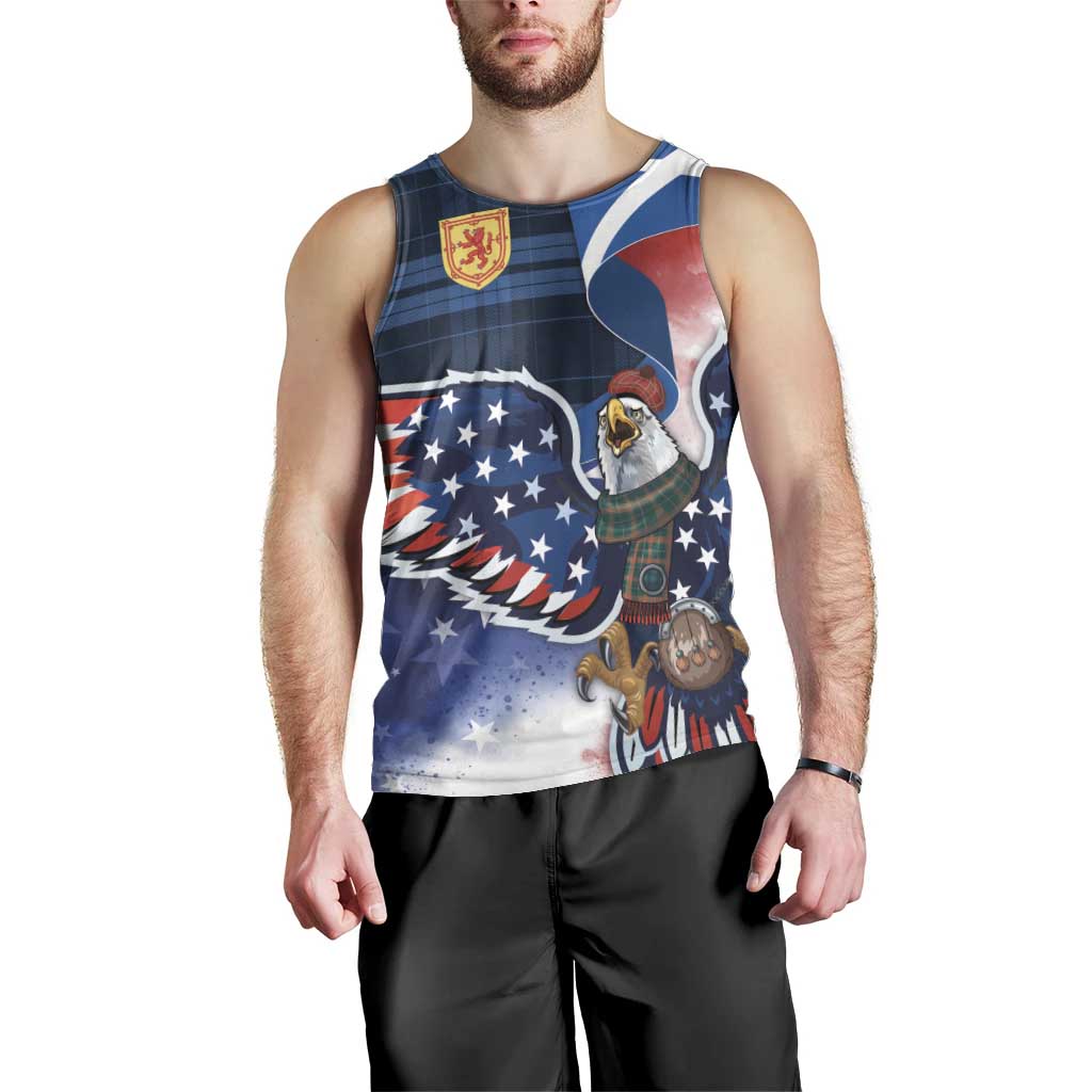 Scottish-American Heritage Month Men Tank Top USA Eagle with Scottish Traditional Costume