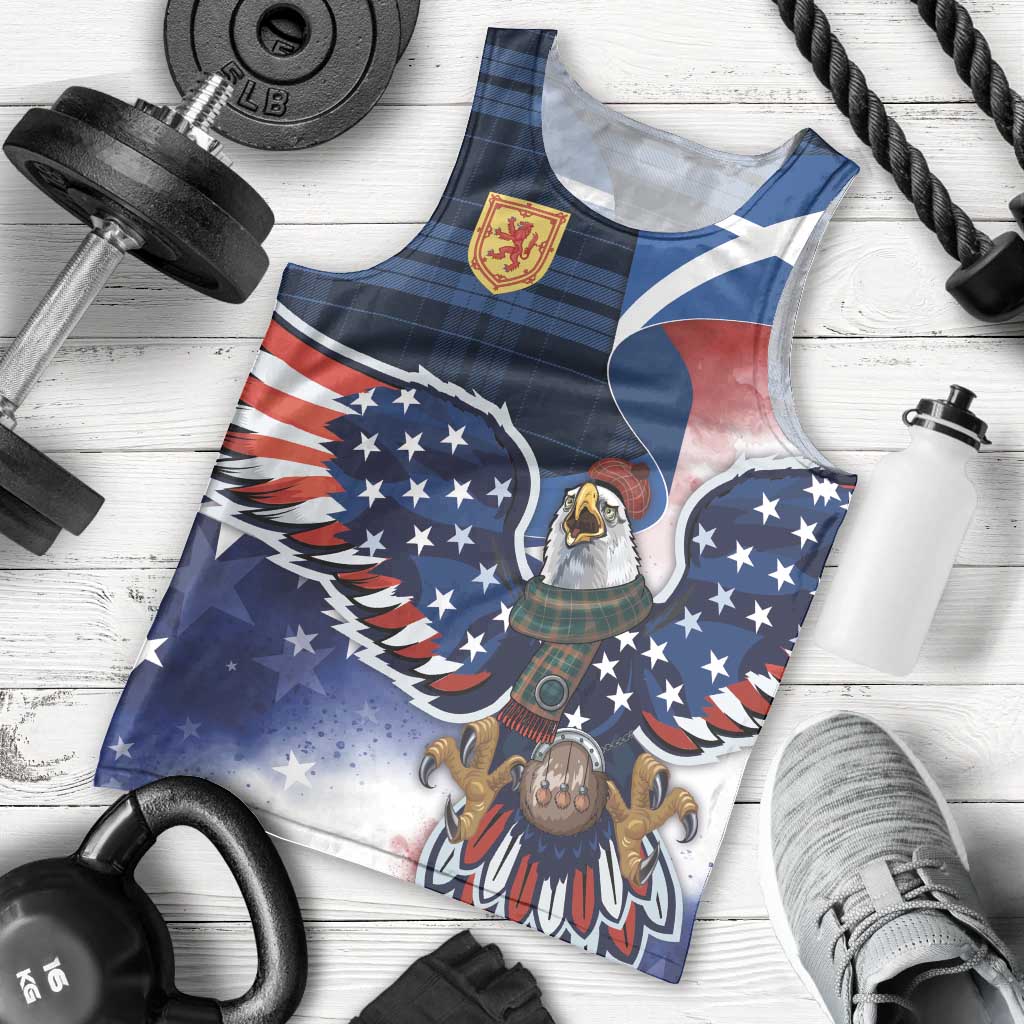 Scottish-American Heritage Month Men Tank Top USA Eagle with Scottish Traditional Costume