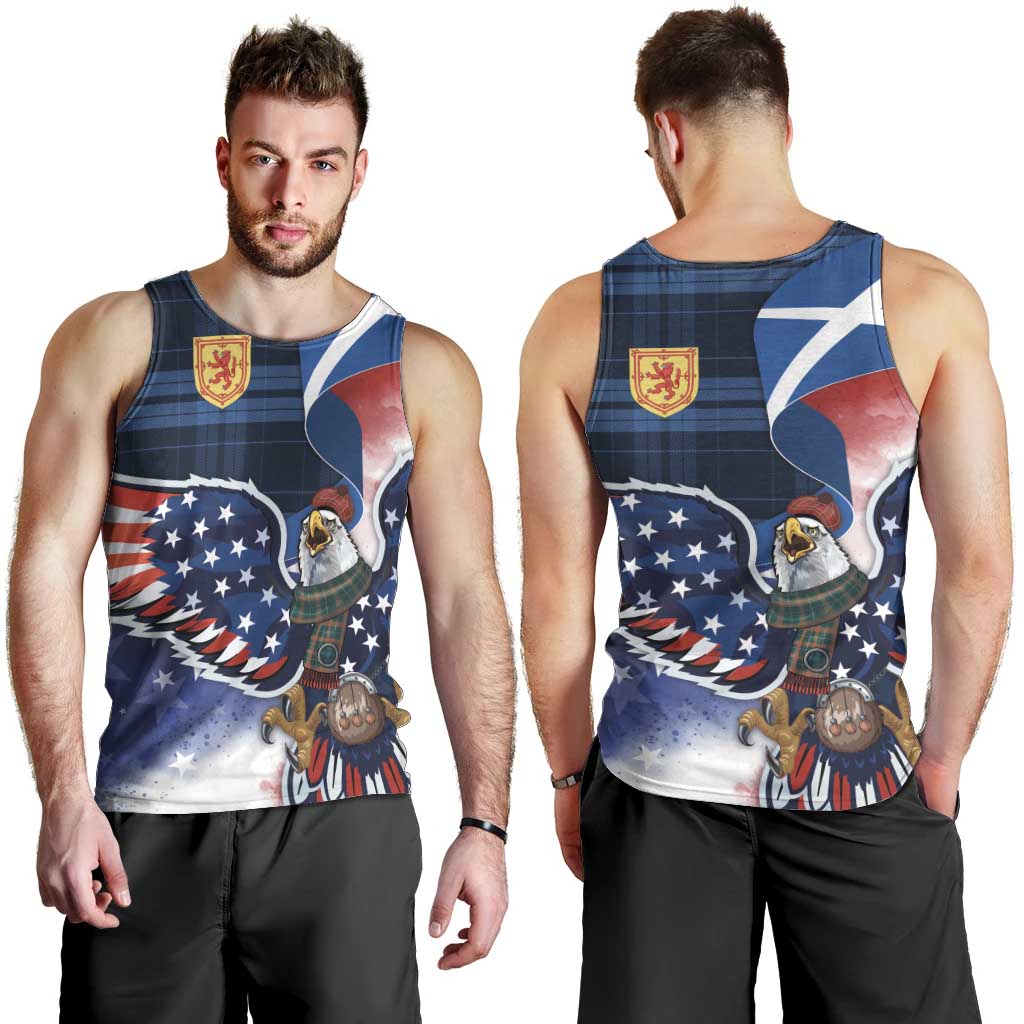 Scottish-American Heritage Month Men Tank Top USA Eagle with Scottish Traditional Costume