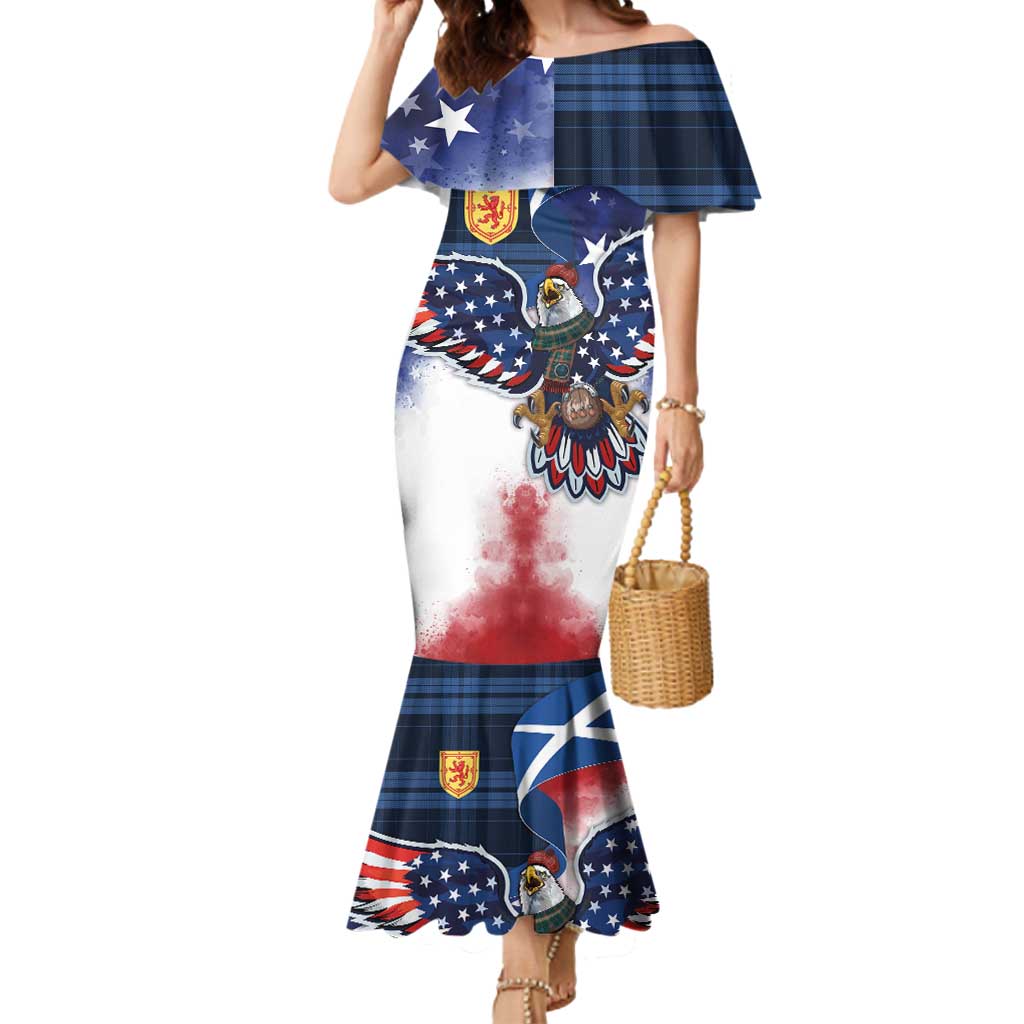 Scottish-American Heritage Month Mermaid Dress USA Eagle with Scottish Traditional Costume