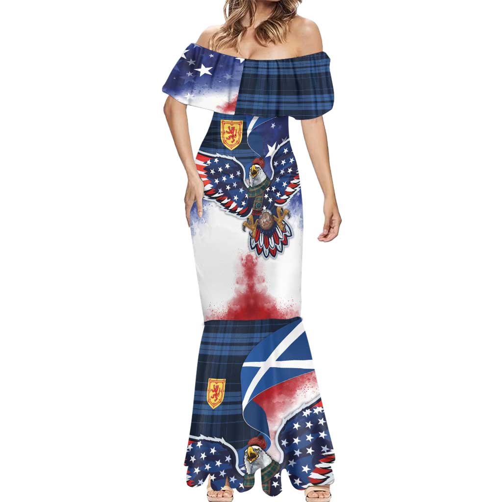 Scottish-American Heritage Month Mermaid Dress USA Eagle with Scottish Traditional Costume