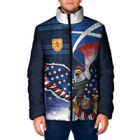 Scottish-American Heritage Month Padded Jacket USA Eagle with Scottish Traditional Costume