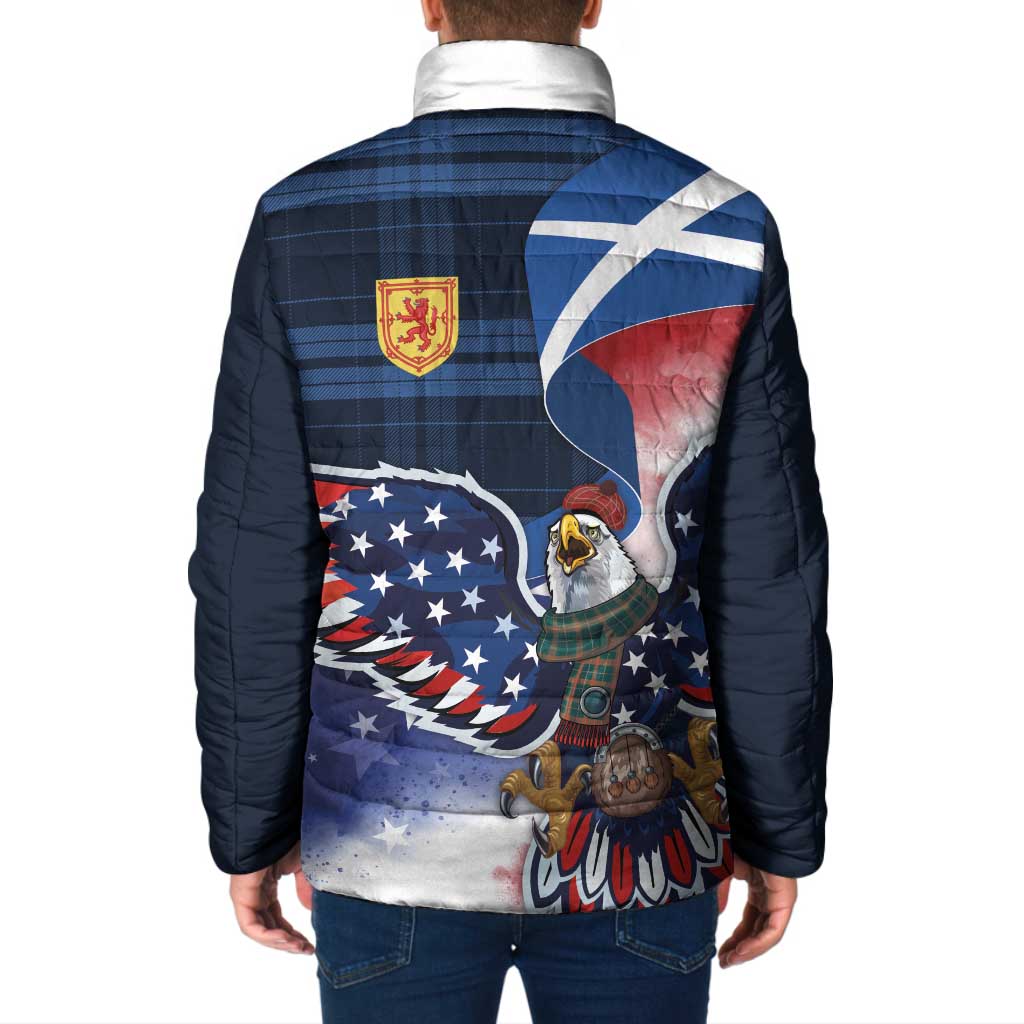 Scottish-American Heritage Month Padded Jacket USA Eagle with Scottish Traditional Costume
