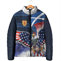 Scottish-American Heritage Month Padded Jacket USA Eagle with Scottish Traditional Costume