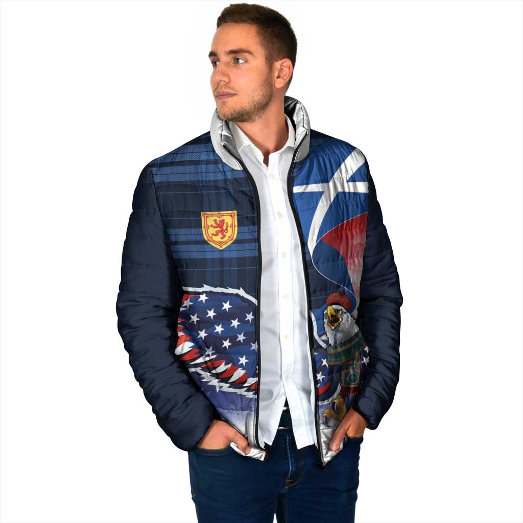 Scottish-American Heritage Month Padded Jacket USA Eagle with Scottish Traditional Costume