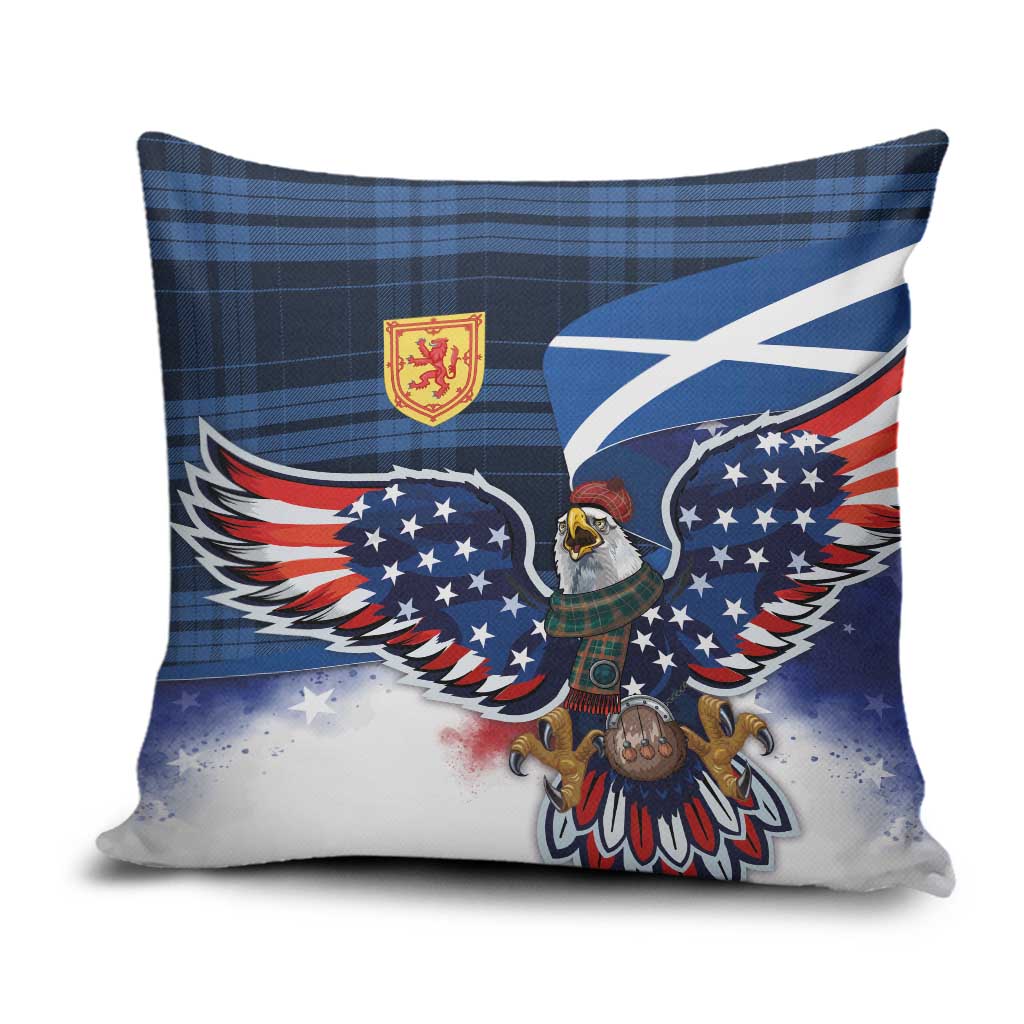 Scottish-American Heritage Month Pillow Cover USA Eagle with Scottish Traditional Costume