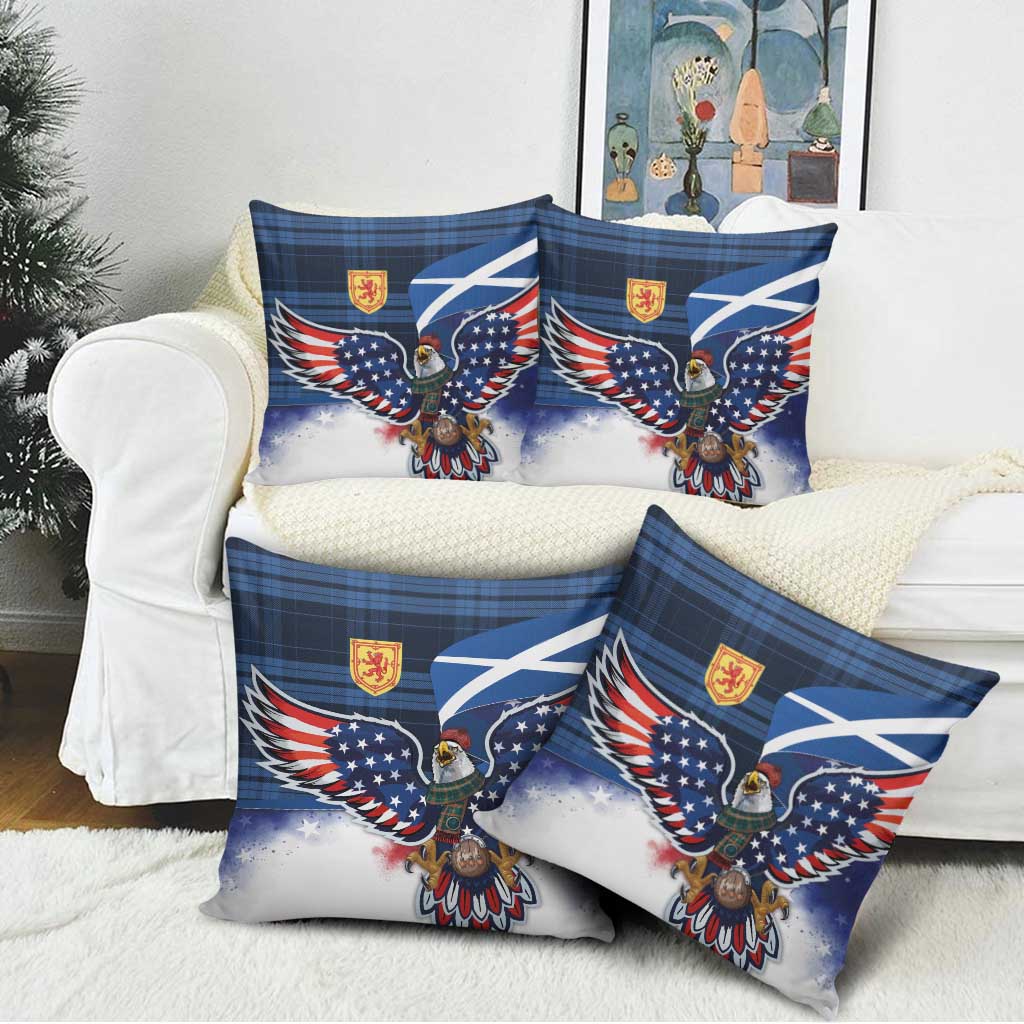 Scottish-American Heritage Month Pillow Cover USA Eagle with Scottish Traditional Costume
