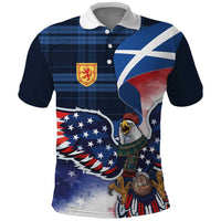 Scottish-American Heritage Month Polo Shirt USA Eagle with Scottish Traditional Costume