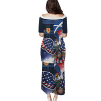 Scottish-American Heritage Month Puletasi USA Eagle with Scottish Traditional Costume