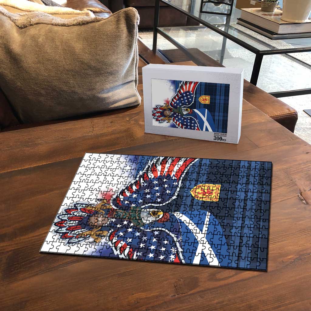 Scottish-American Heritage Month Puzzle USA Eagle with Scottish Traditional Costume