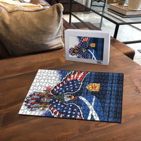 Scottish-American Heritage Month Puzzle USA Eagle with Scottish Traditional Costume