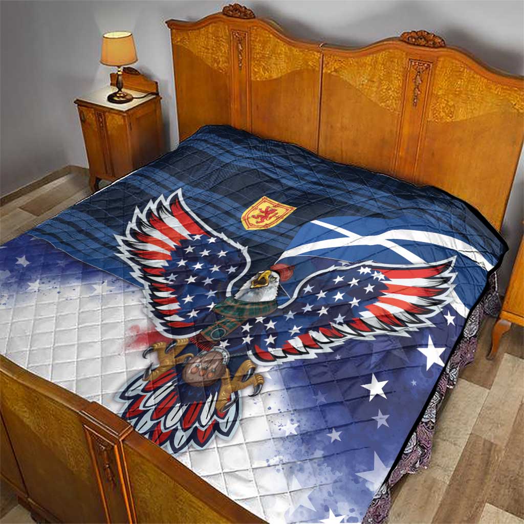 Scottish-American Heritage Month Quilt USA Eagle with Scottish Traditional Costume