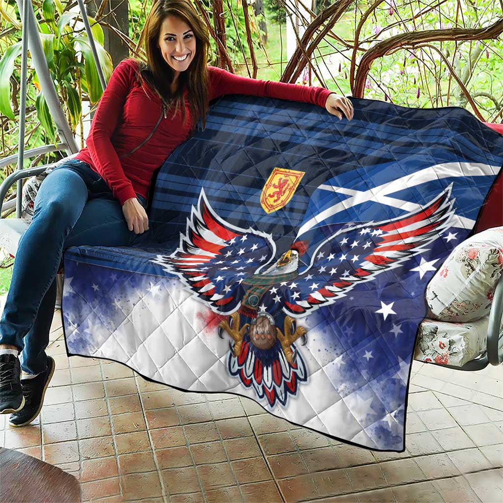 Scottish-American Heritage Month Quilt USA Eagle with Scottish Traditional Costume