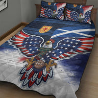 Scottish-American Heritage Month Quilt Bed Set USA Eagle with Scottish Traditional Costume