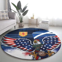 Scottish-American Heritage Month Round Carpet USA Eagle with Scottish Traditional Costume