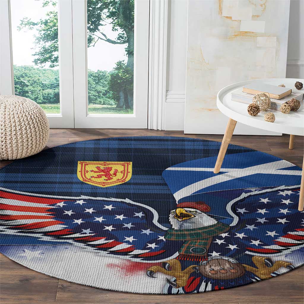 Scottish-American Heritage Month Round Carpet USA Eagle with Scottish Traditional Costume