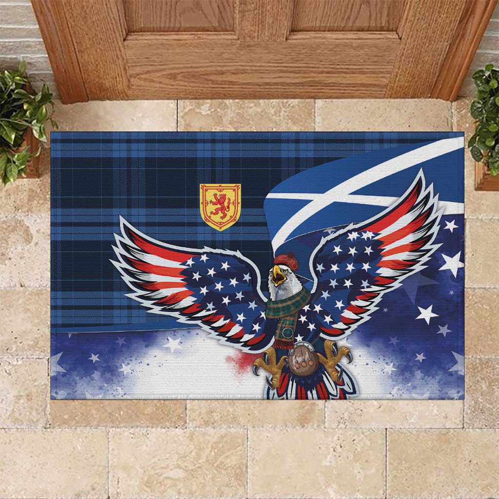 Scottish-American Heritage Month Rubber Doormat USA Eagle with Scottish Traditional Costume
