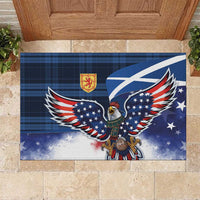 Scottish-American Heritage Month Rubber Doormat USA Eagle with Scottish Traditional Costume