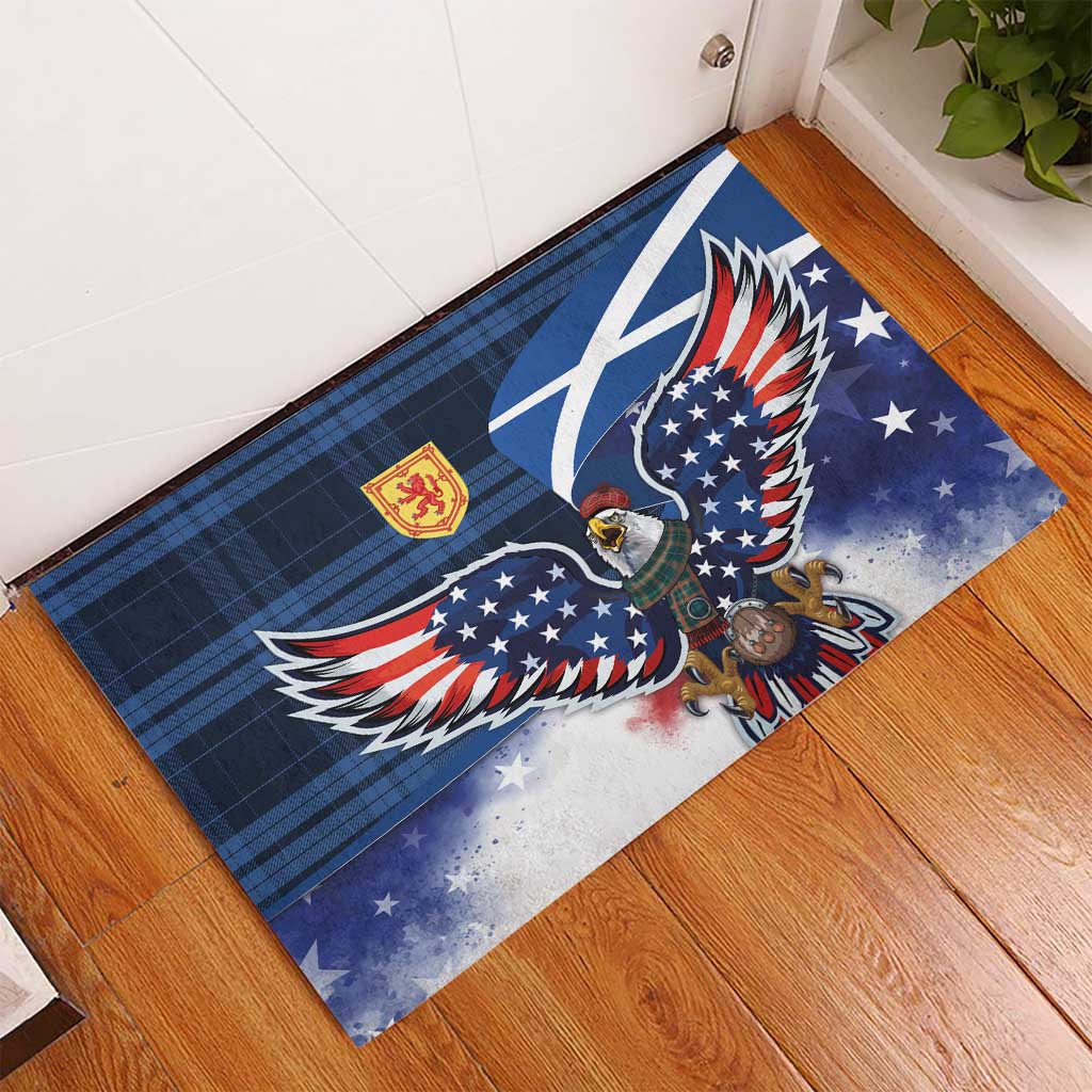 Scottish-American Heritage Month Rubber Doormat USA Eagle with Scottish Traditional Costume
