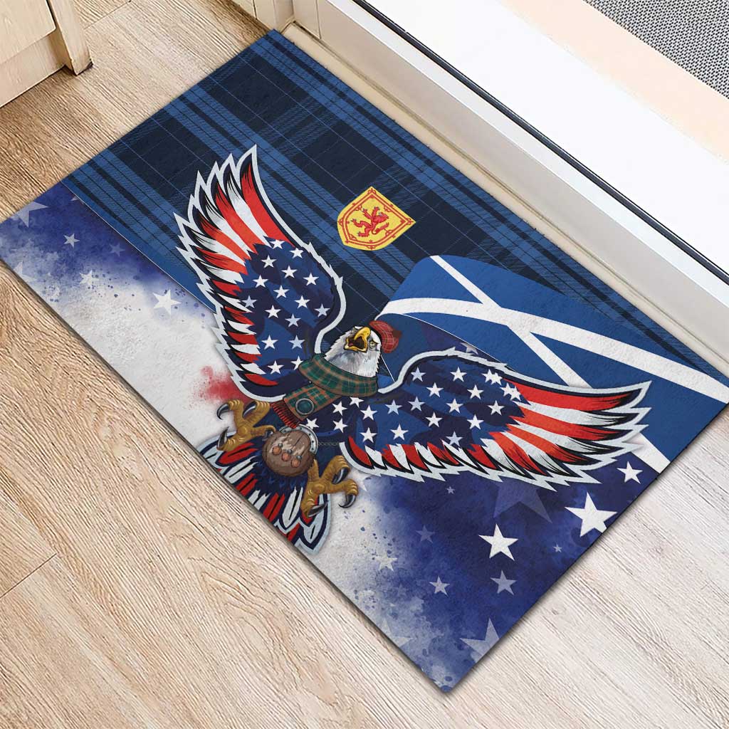 Scottish-American Heritage Month Rubber Doormat USA Eagle with Scottish Traditional Costume