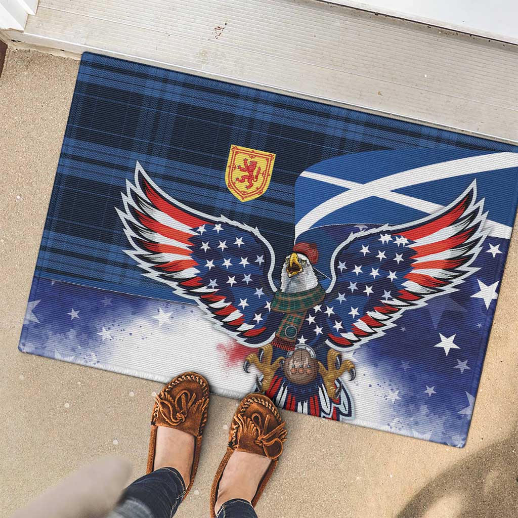Scottish-American Heritage Month Rubber Doormat USA Eagle with Scottish Traditional Costume