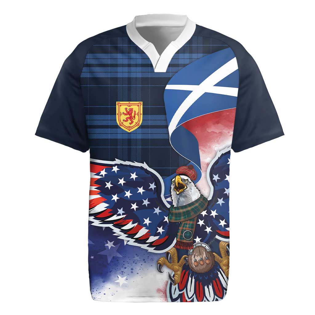 Scottish-American Heritage Month Rugby Jersey USA Eagle with Scottish Traditional Costume