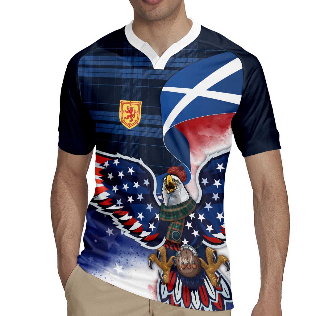 Scottish-American Heritage Month Rugby Jersey USA Eagle with Scottish Traditional Costume