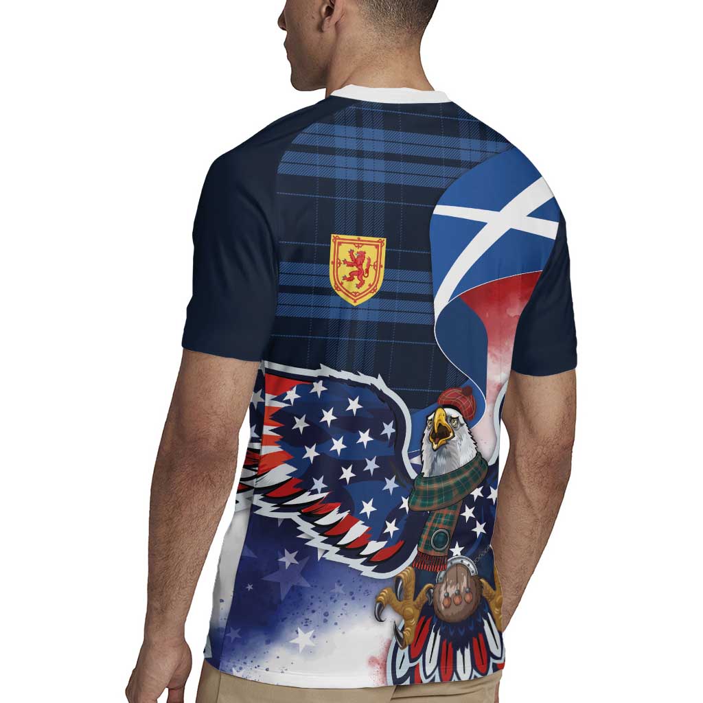 Scottish-American Heritage Month Rugby Jersey USA Eagle with Scottish Traditional Costume