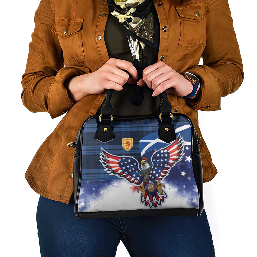Scottish-American Heritage Month Shoulder Handbag USA Eagle with Scottish Traditional Costume